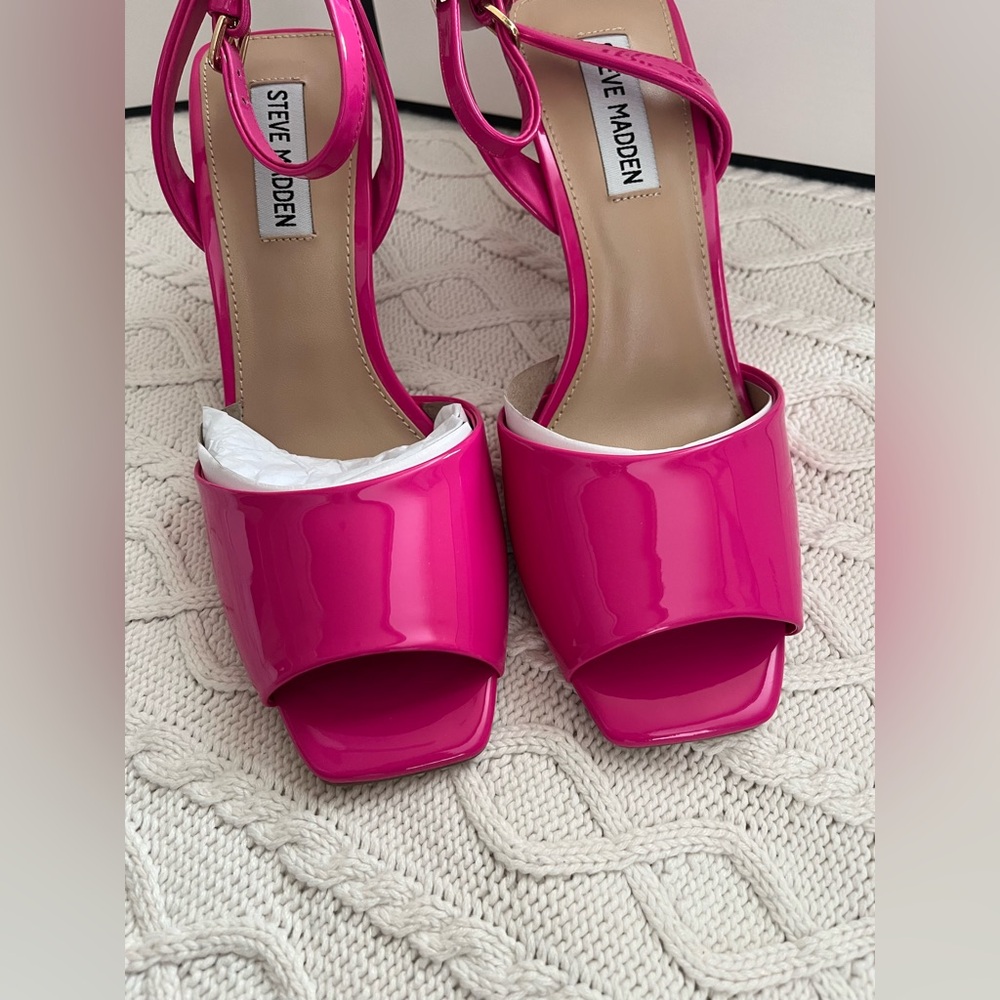 Steve Madden Pink Patent Leather “leesha”Women's Adjustable Heels Various Sizes - Picture 10 of 14